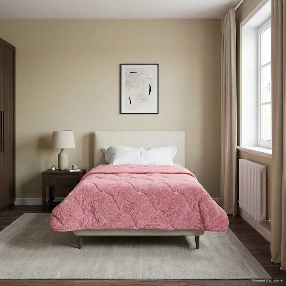 vidaXL Full Års-Duvet Rosa 135 x 200 cm Mikrofiber och Teddyfleece