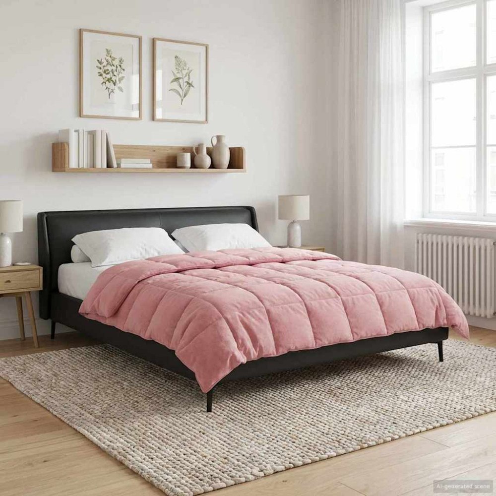 vidaXL Full Års-Duvet Rosa 200 x 200 cm Mikrofiber och Teddyfleece