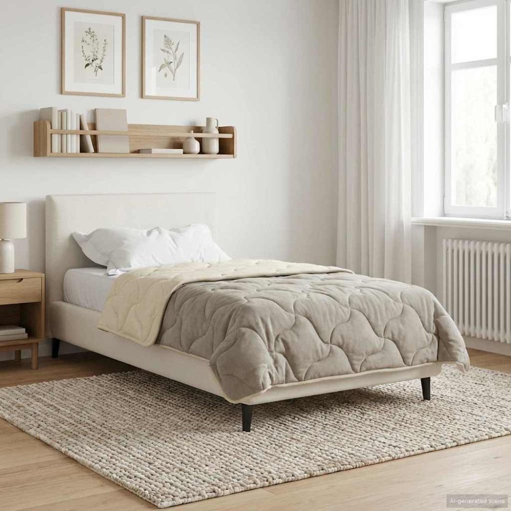 vidaXL Full Års-Duvet Kräm 155 x 220 cm Mikrofiber och Teddyfleece