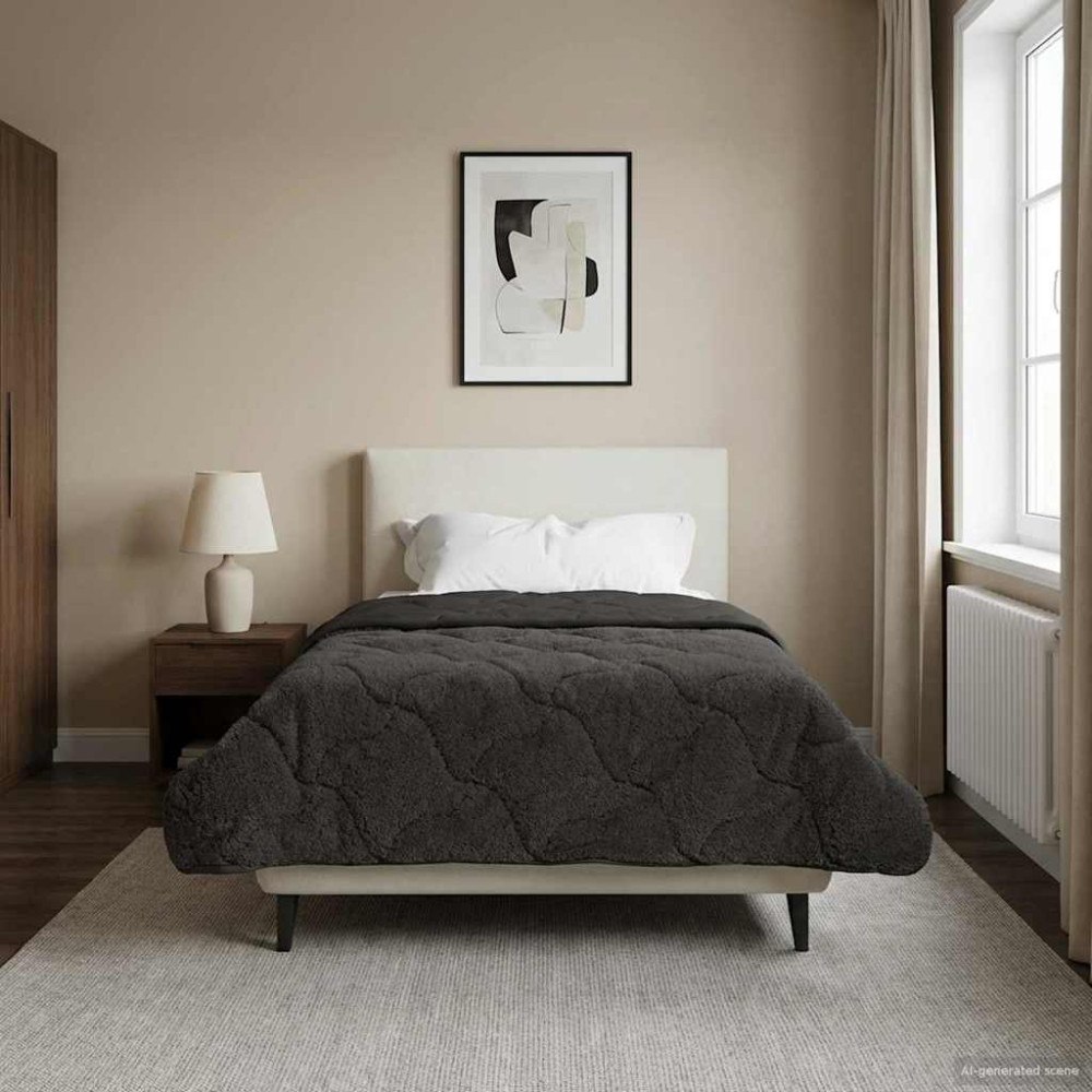 vidaXL Vinter Täcke Antracit 140 x 220 cm Mikrofiber och Teddyfleece