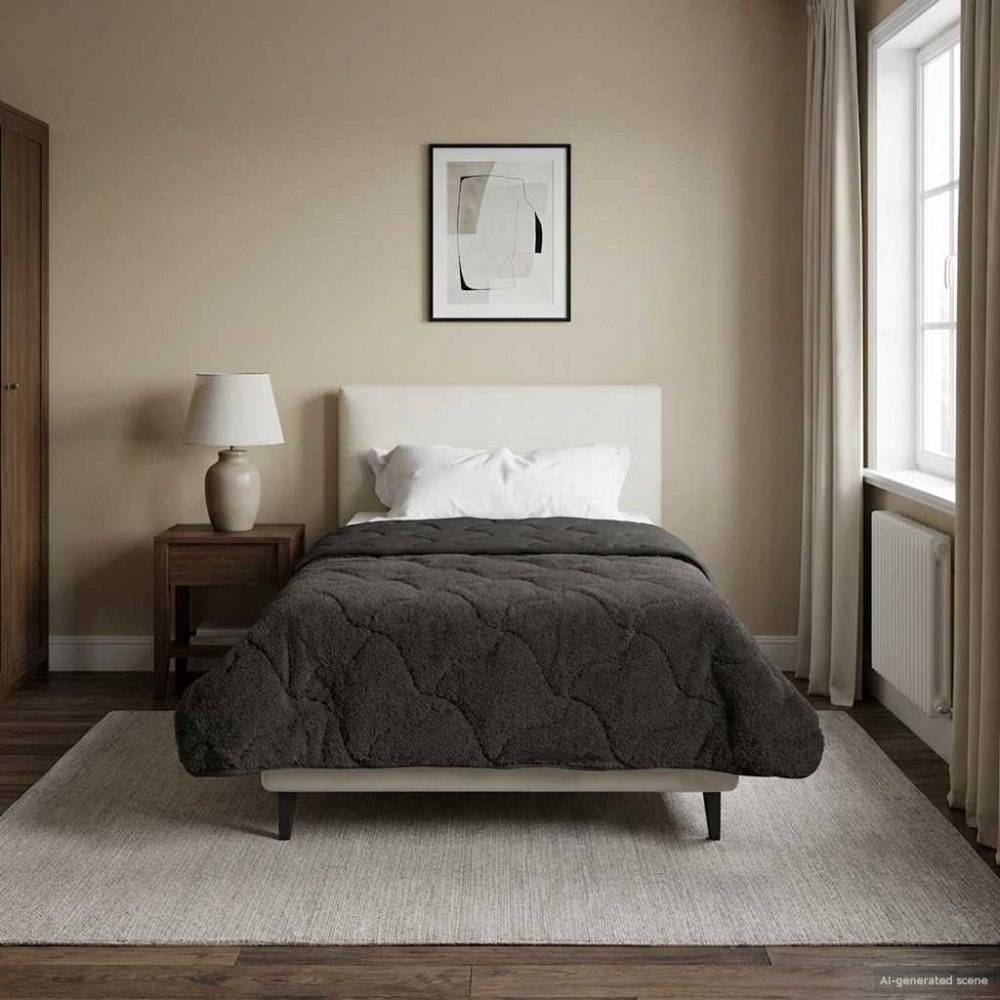 vidaXL Vinter Täcke Antracit 155 x 200 cm Mikrofiber och Teddyfleece