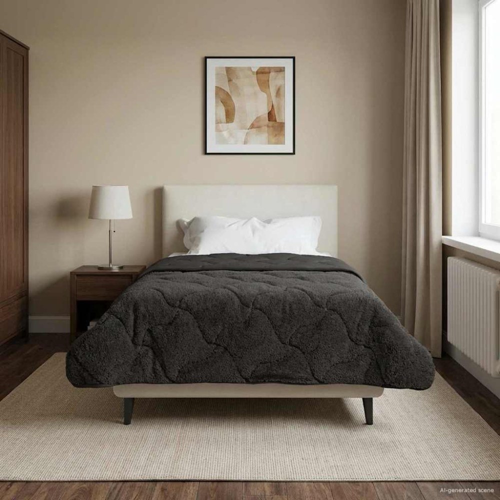 vidaXL Vinter Täcke Antracit 135 x 200 cm Mikrofiber och Teddyfleece