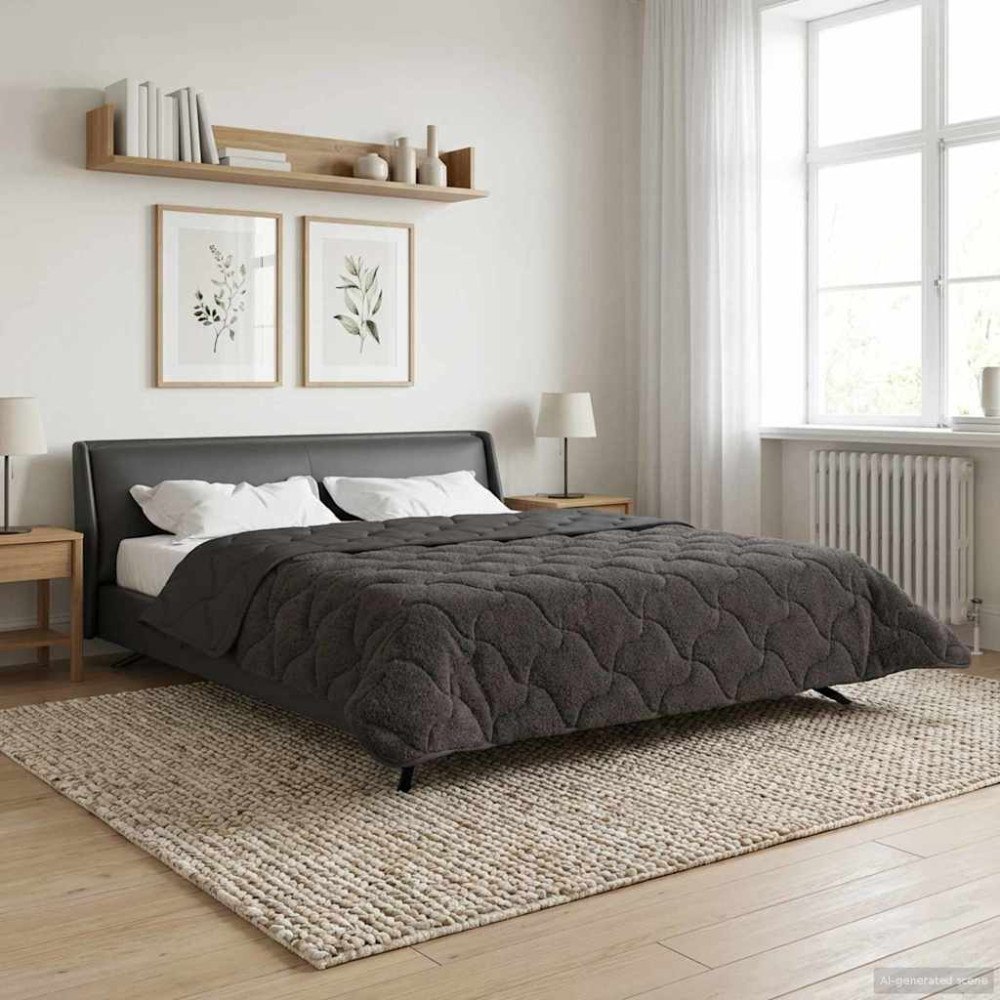 vidaXL Vinter Täcke Antracit 200 x 220 cm Mikrofiber och Teddyfleece