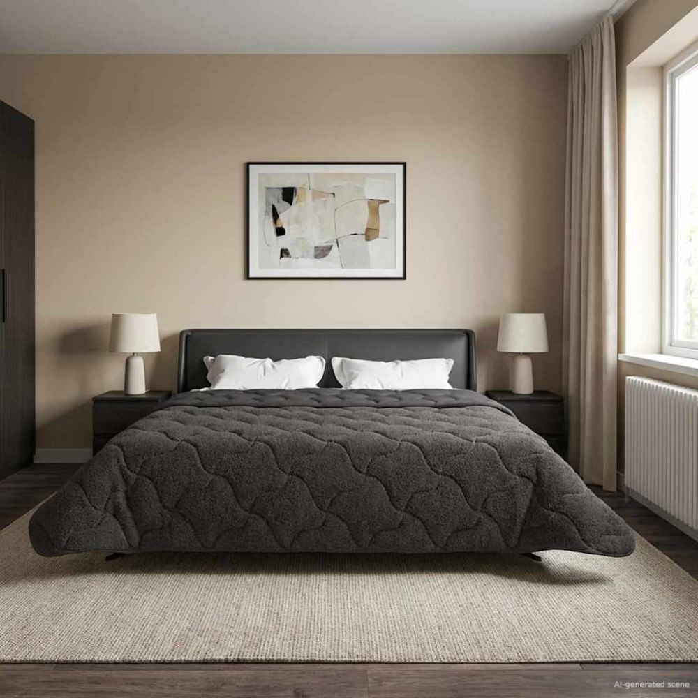 vidaXL Vinter Täcke Antracit 240 x 260 cm Mikrofiber och Teddyfleece