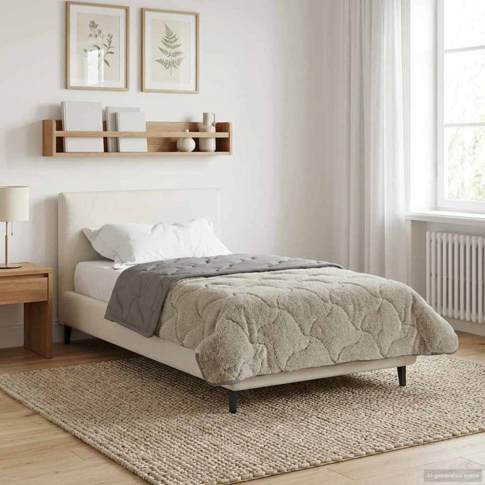 vidaXL Vinter Täcke Ljusgrå 140 x 220 cm Mikrofiber och Teddyfleece