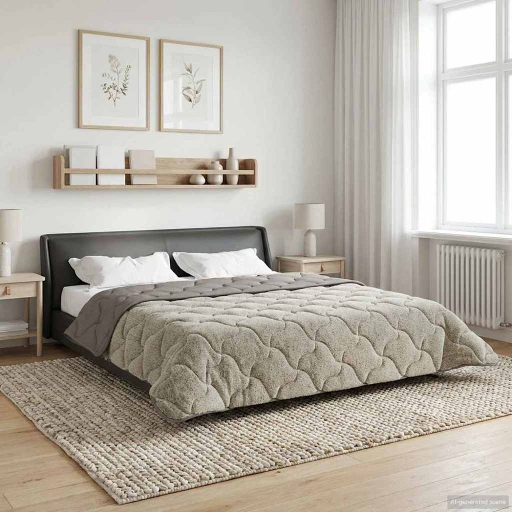 vidaXL Vinter Täcke Ljusgrå 200 x 200 cm Mikrofiber och Teddyfleece