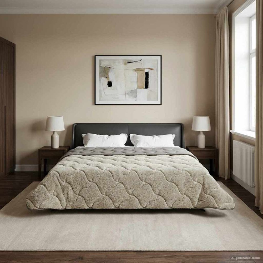 vidaXL Vinter Täcke Ljusgrå 200 x 240 cm Mikrofiber och Teddyfleece