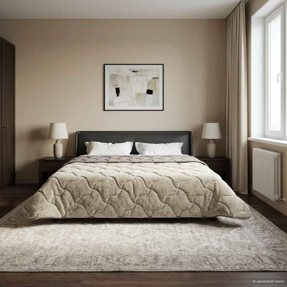 vidaXL Vinter Täcke Ljusgrå 220 x 240 cm Mikrofiber och Teddyfleece