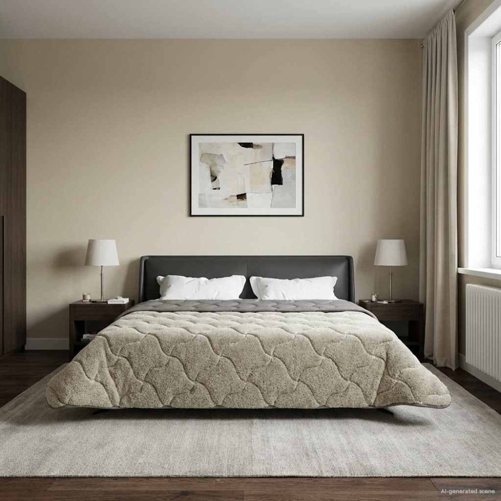 vidaXL Vinter Täcke Ljusgrå 220 x 260 cm Mikrofiber och Teddyfleece