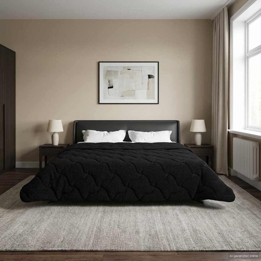 vidaXL Vinter Täcke Svart 200 x 200 cm Mikrofiber och Teddyfleece