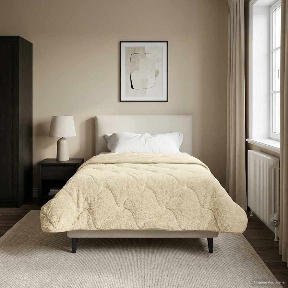 vidaXL Vinter Täcke Kräm 140 x 220 cm Mikrofiber och Teddyfleece