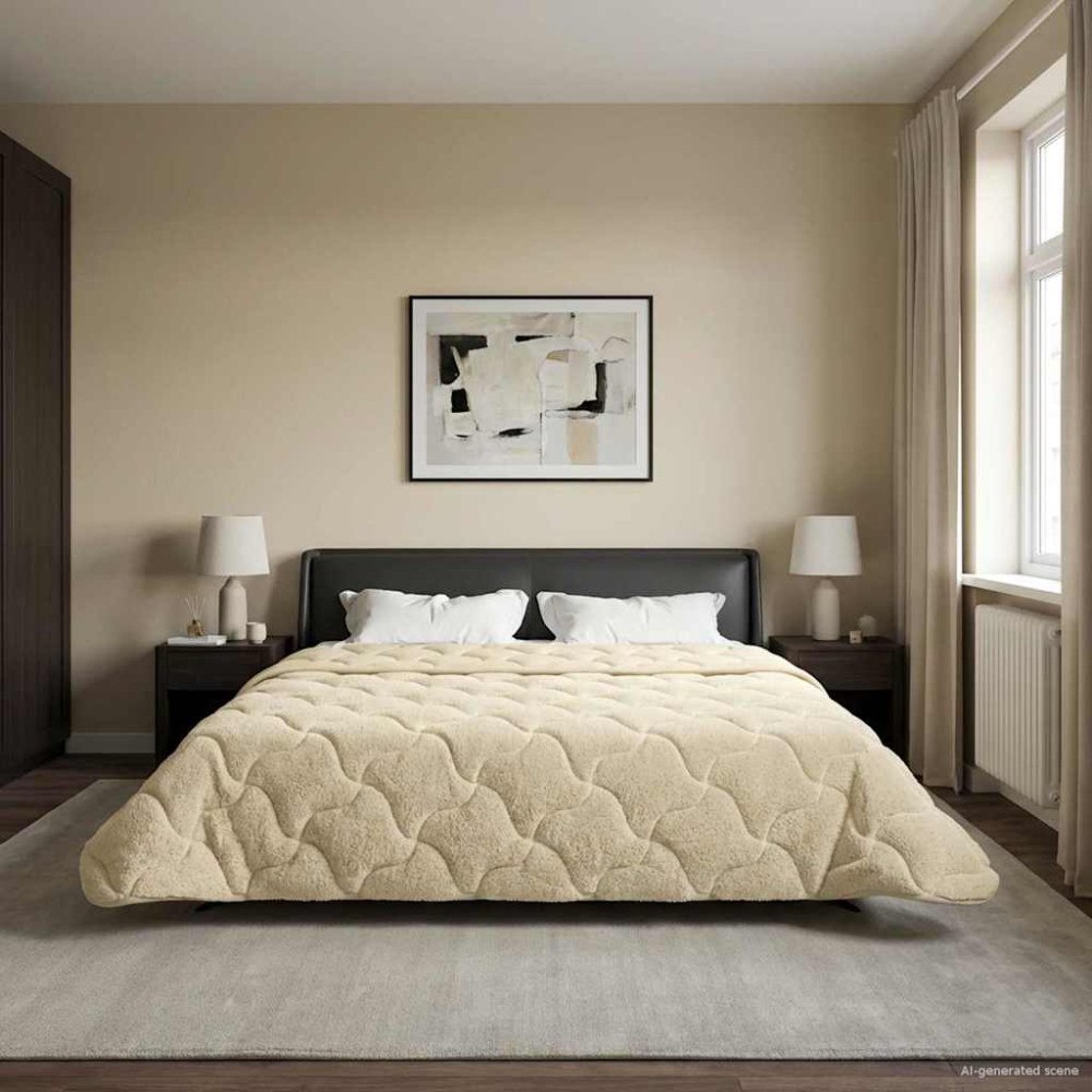 vidaXL Vinter Täcke Kräm 240 x 260 cm Mikrofiber och Teddyfleece