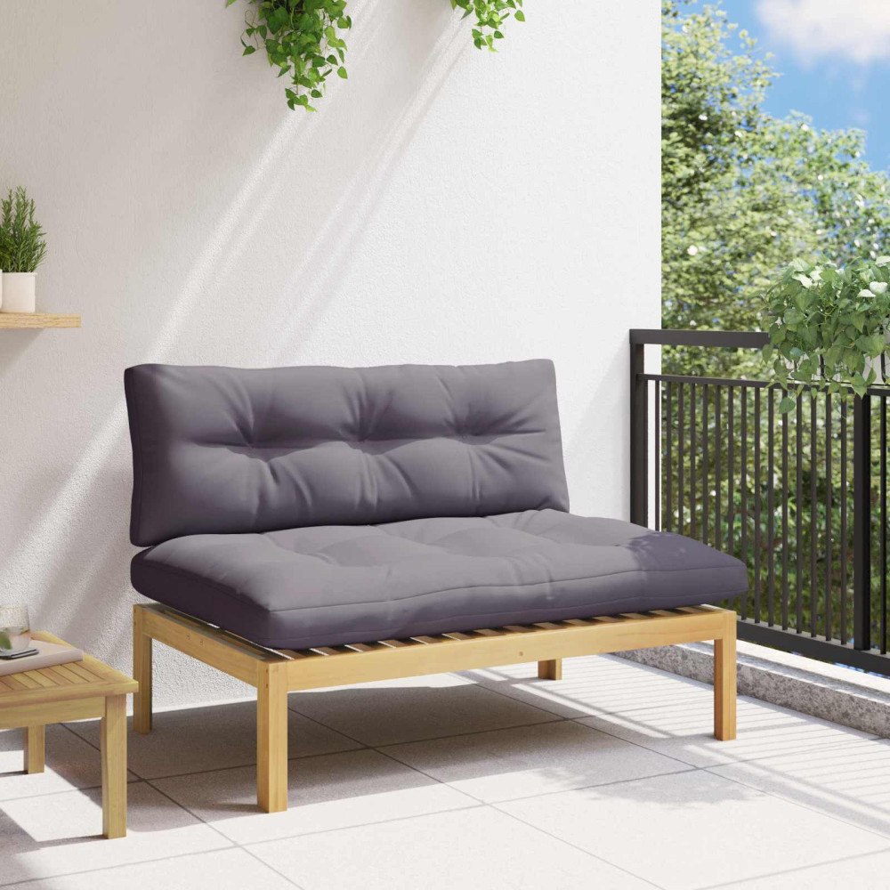 vidaXL Mellansoffa Ljust akaciet och mörkgrå 120 x 80 x 82 cm