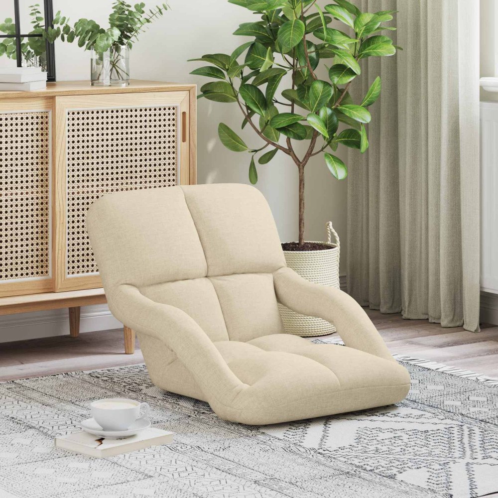 vidaXL Justerbar golvstol Reclining Gräddvit 58 x 62 x 58 cm Tyg