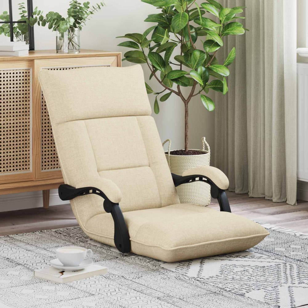 vidaXL Golvstol Kräm 66 x 66 x 80 cm tyg