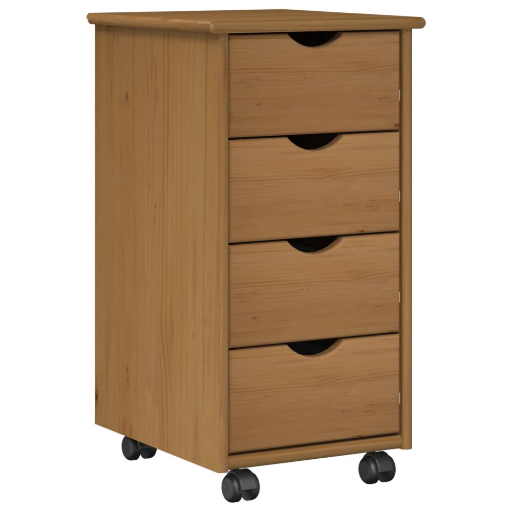 vidaXL Rullande skåp Honung brun 34 x 39 x 65,5 cm Massiv furu