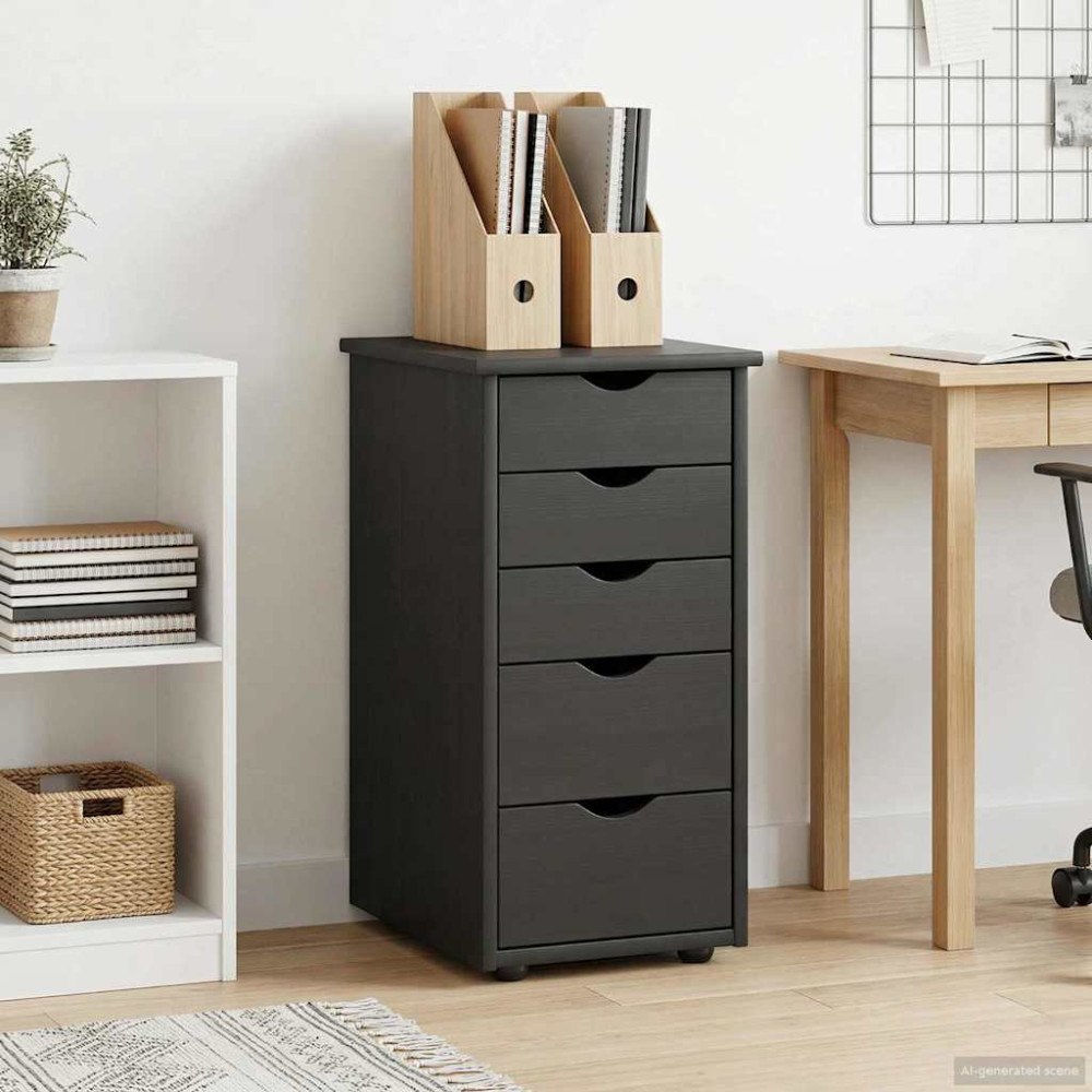 vidaXL Skåp Svart 34 x 39 x 61,5 cm Massiv furu