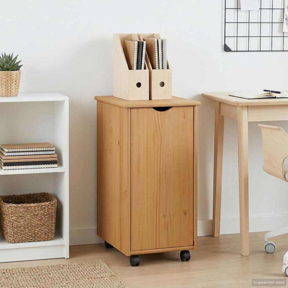 vidaXL Rullande skåp Honung brun 34 x 39 x 65,5 cm Massiv furu