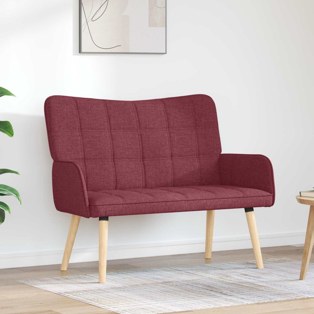 vidaXL Tvåsitssoffa Vinröd 115 x 61 x 87 cm tyg