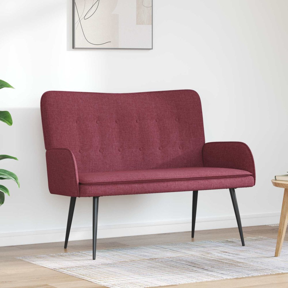 vidaXL 2-sits soffa Vinröd 115 x 61 x 87 cm tyg
