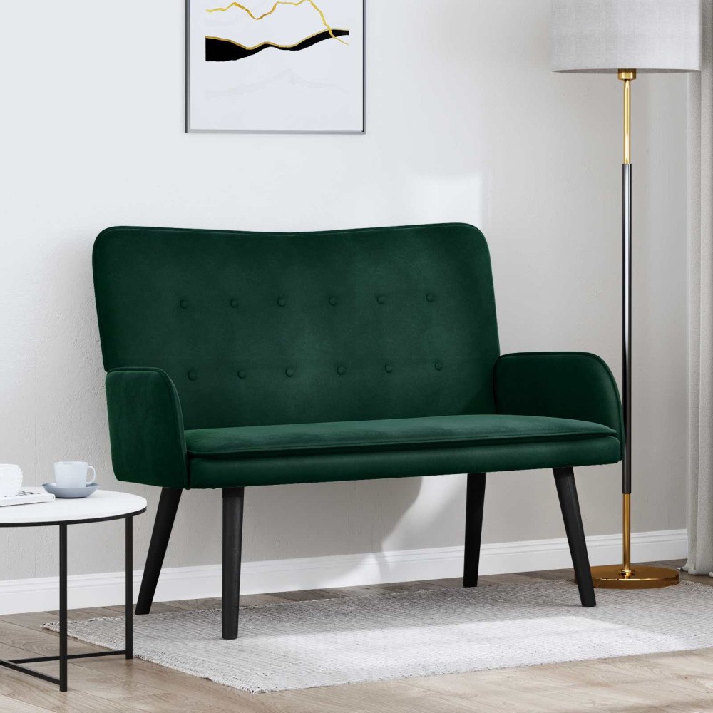 vidaXL Tvåsitssoffa Mörkgrön 115 x 61 x 87 cm Sammet