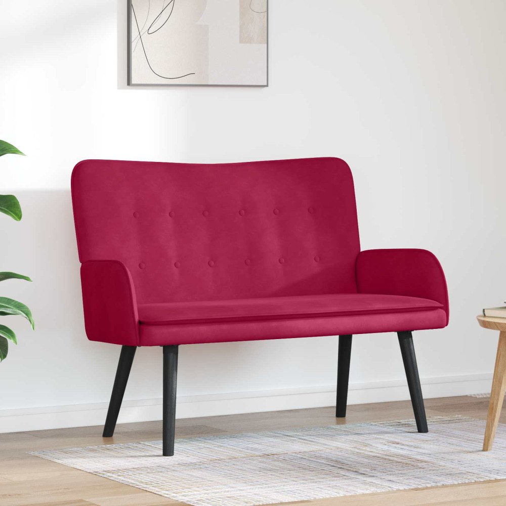 vidaXL Tvåsitssoffa Vinröd 115 x 61 x 87 cm Sammet