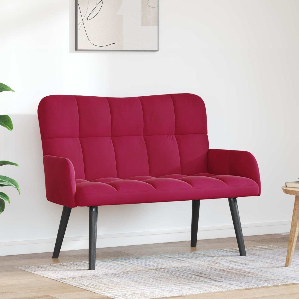 vidaXL Tvåsitssoffa Vinröd 115 x 61 x 87 cm Sammet