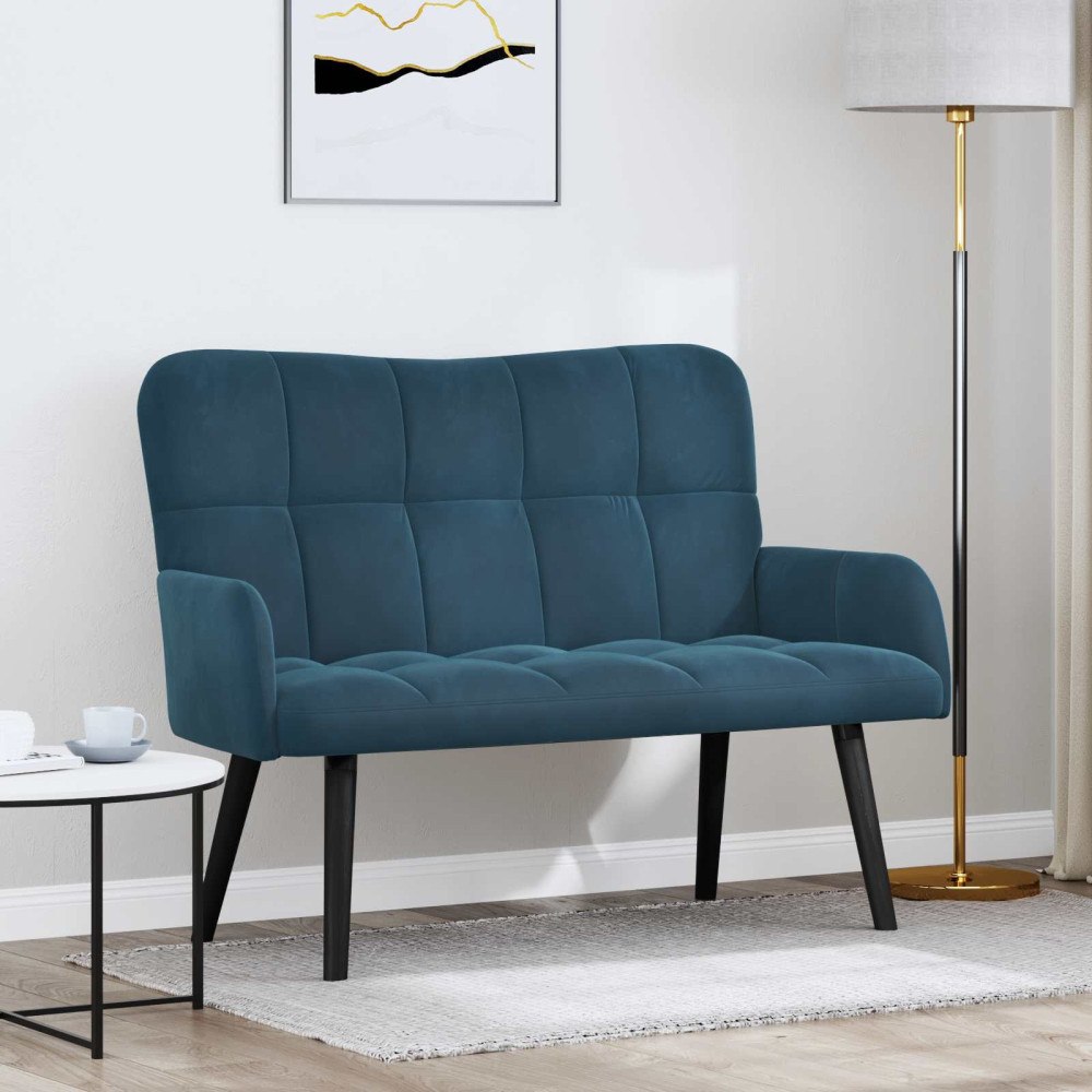vidaXL Tvåsitssoffa Blå 115 x 61 x 87 cm Sammet