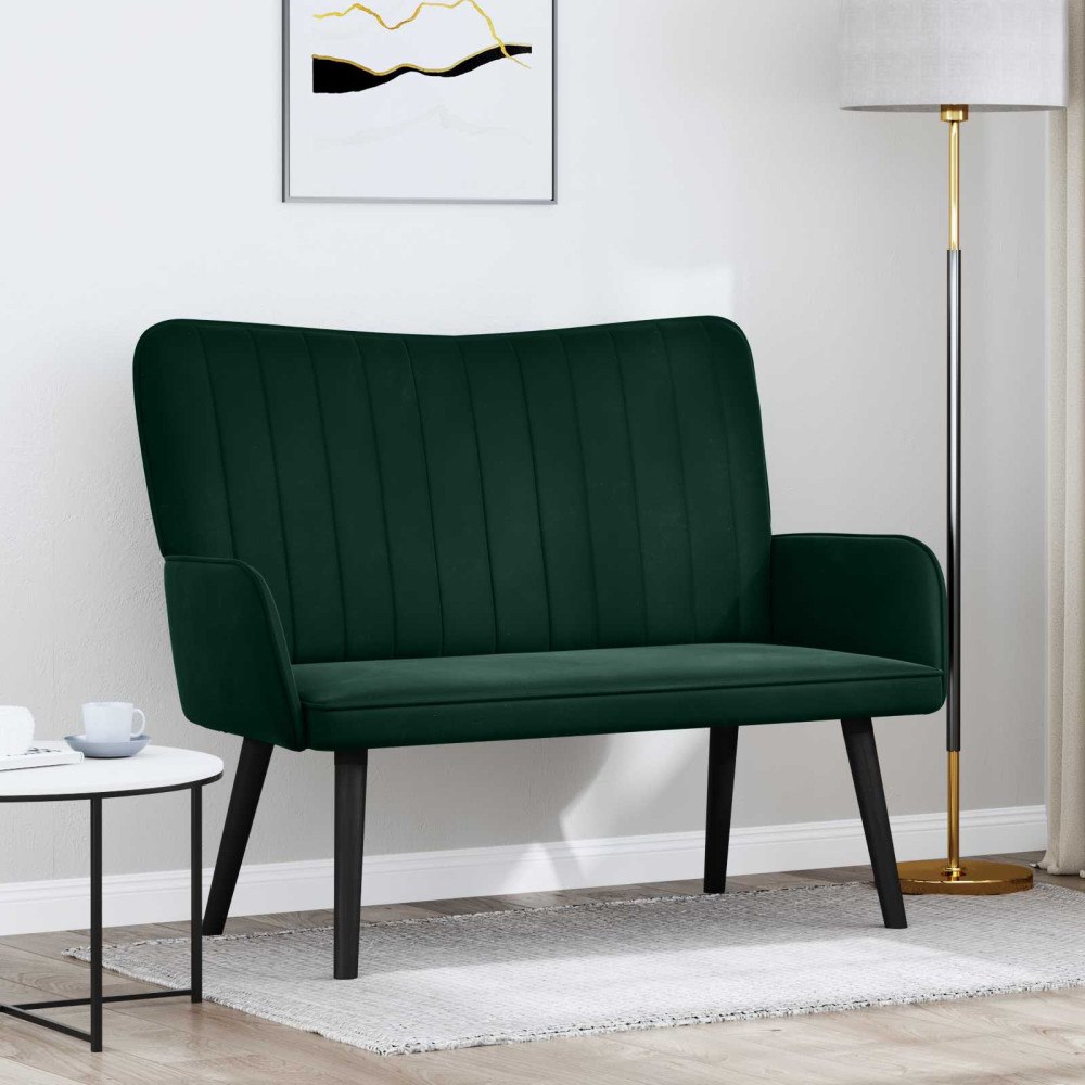 vidaXL Tvåsitssoffa Mörkgrön 115 x 61 x 87 cm Sammet
