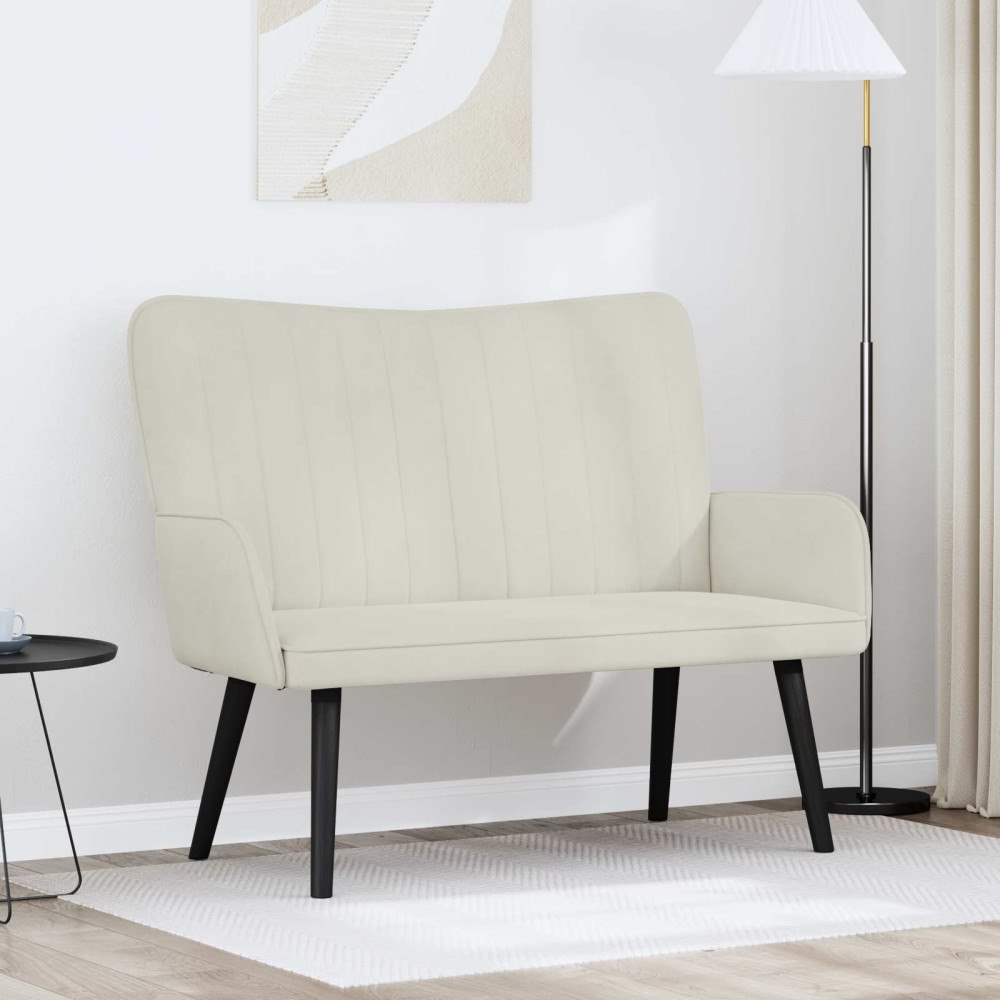 vidaXL Tvåsitssoffa Kräm 115 x 61 x 87 cm Sammet