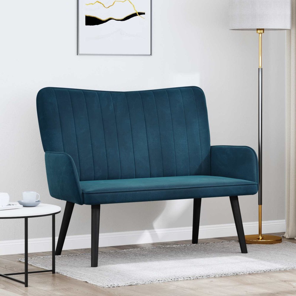 vidaXL Tvåsitssoffa Blå 115 x 61 x 87 cm Sammet