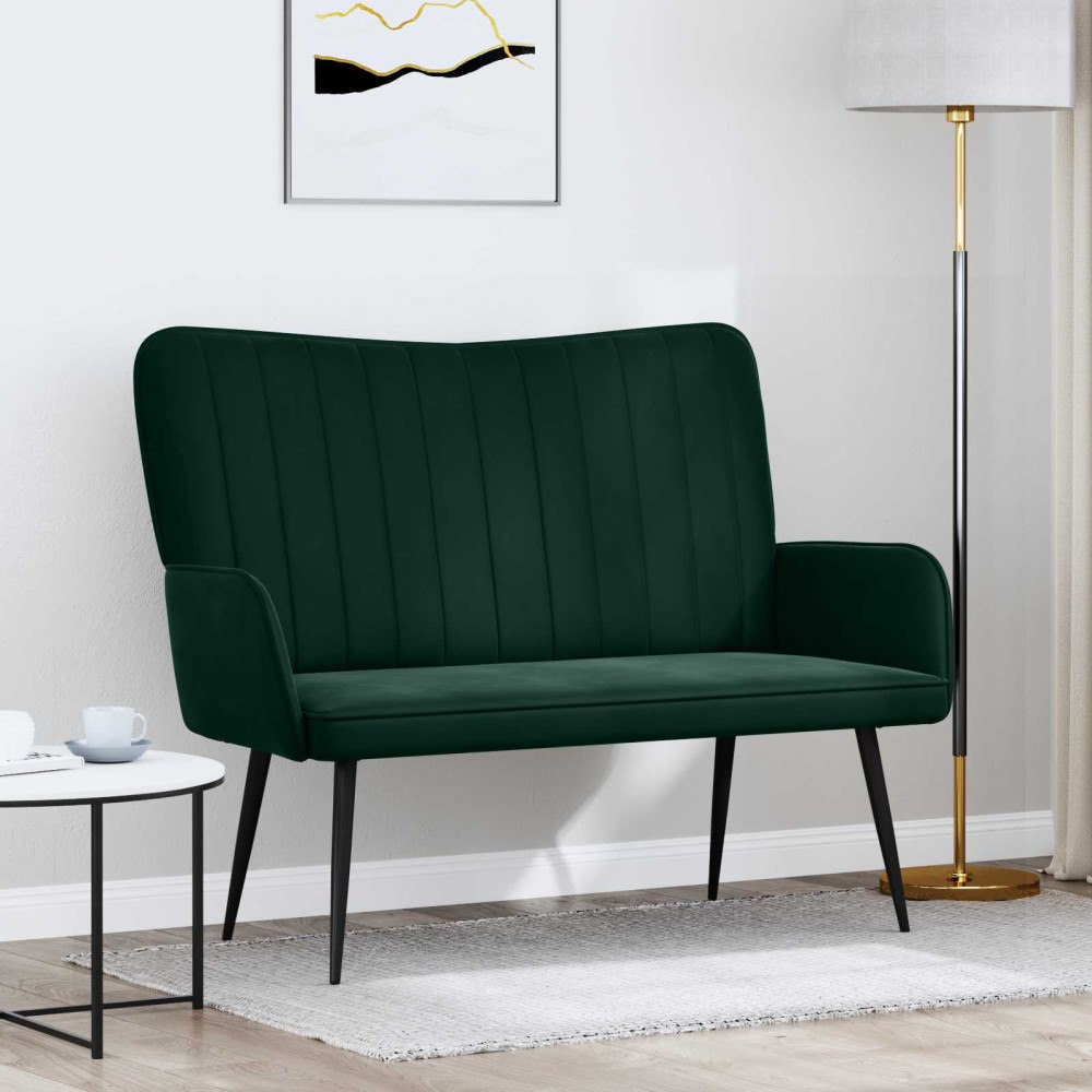 vidaXL Tvåsitssoffa Mörkgrön 115 x 61 x 87 cm Sammet