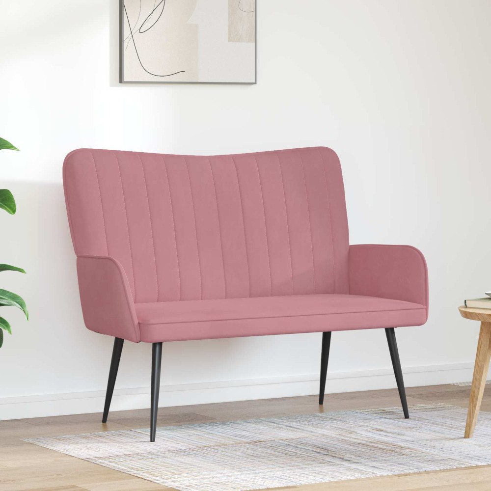 vidaXL Tvåsitssoffa Rosa 115 x 61 x 87 cm Sammet