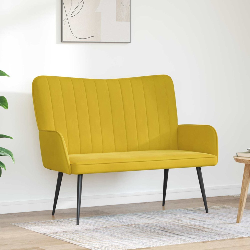 vidaXL Tvåsitssoffa Gul 115 x 61 x 87 cm Sammet
