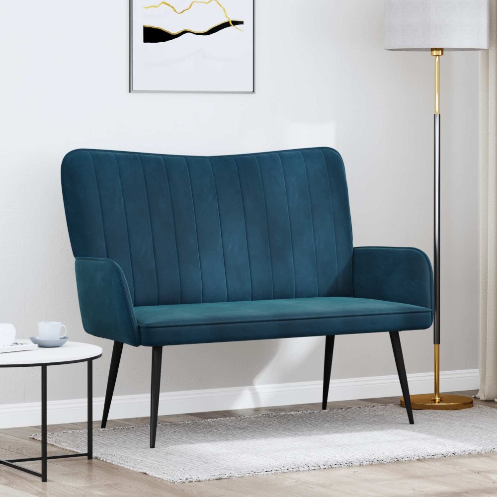 vidaXL Tvåsitssoffa Blå 115 x 61 x 87 cm Sammet