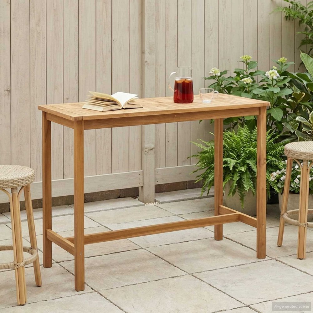 vidaXL Barbord Naturlig 150 x 75 x 105 cm Massivt teakträ