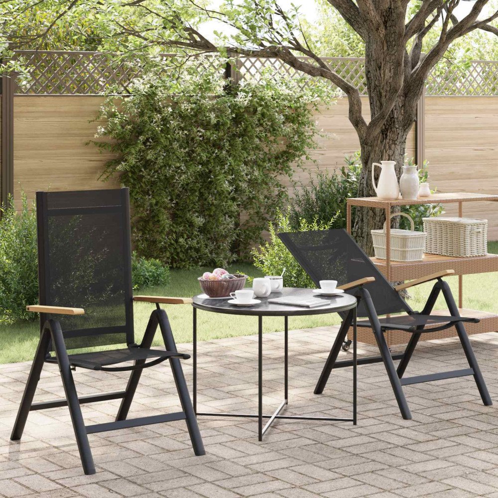 vidaXL Fällbara trädgårdsstolar 2 pcs Svart 58 x 73 x 111,5 cm