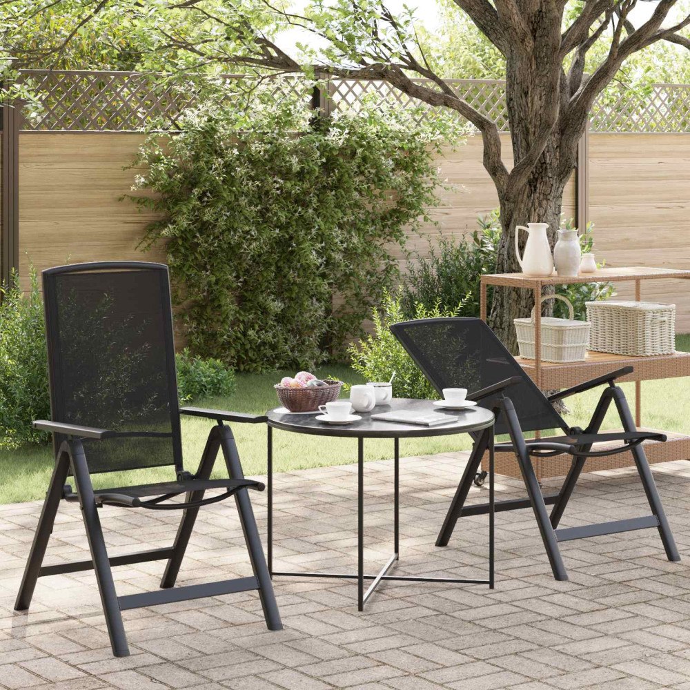 vidaXL Fällbara trädgårdsstolar 2 pcs Svart 58 x 71 x 112 cm Textilene