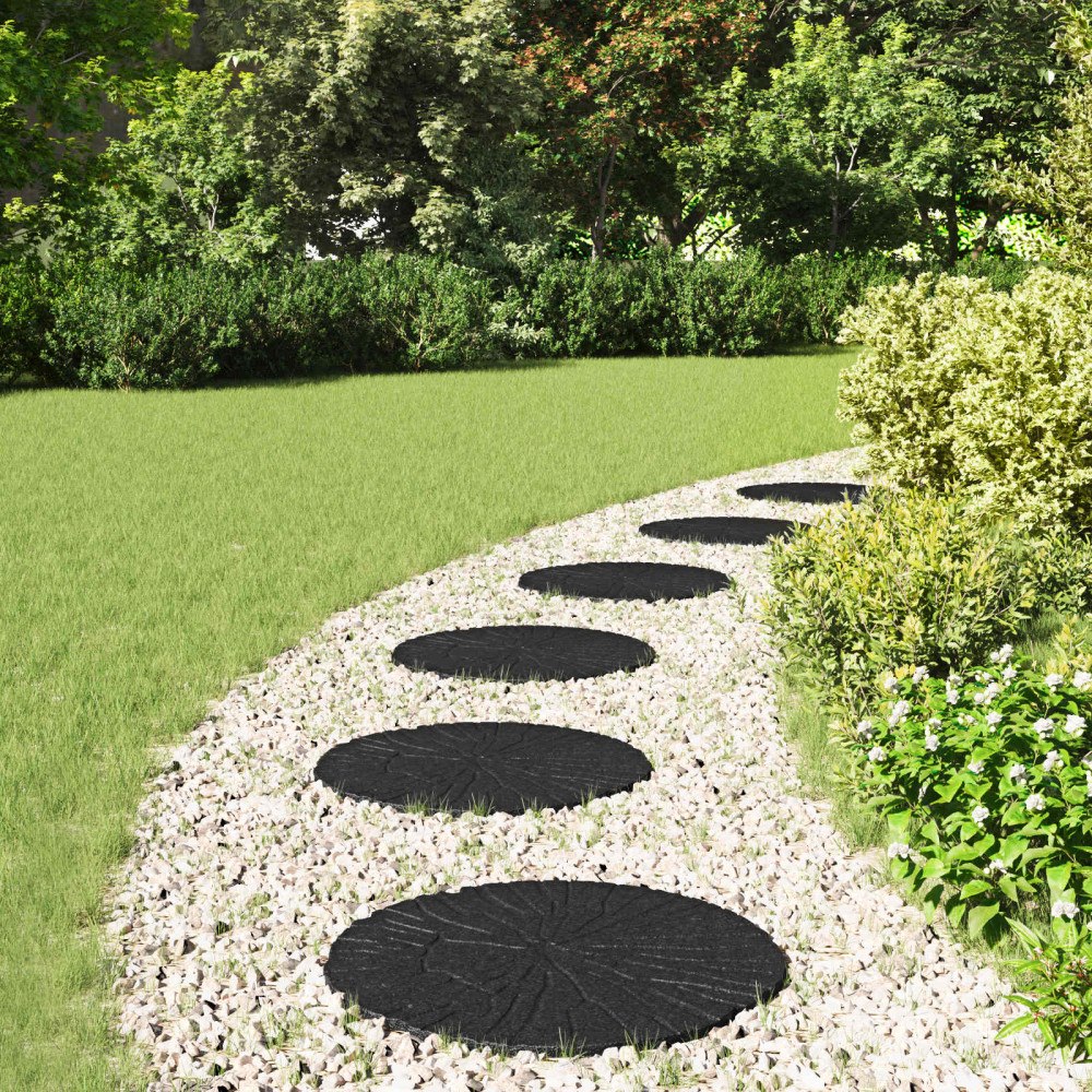 vidaXL Stepping Stone 6 pcs Svart Ø 45 x 1,8 cm Gummi