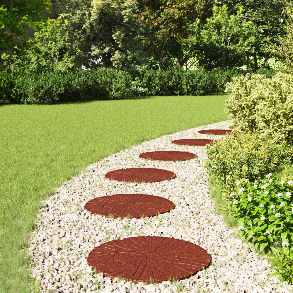 vidaXL Stepping Stone 6 pcs Röd Ø 45 x 1,8 cm Gummi