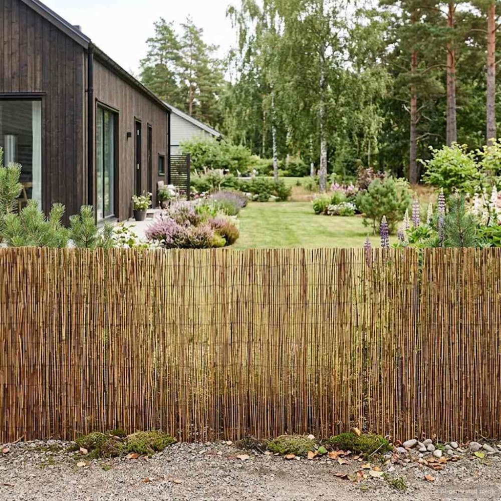 vidaXL Trädgårdsstängsel Karbomiserad 300 x 90 cm Vass