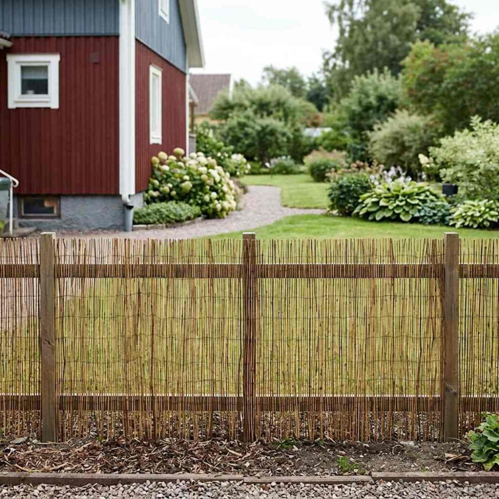 vidaXL Trädgårdsstängsel Karbomiserad 400 x 90 cm Vass