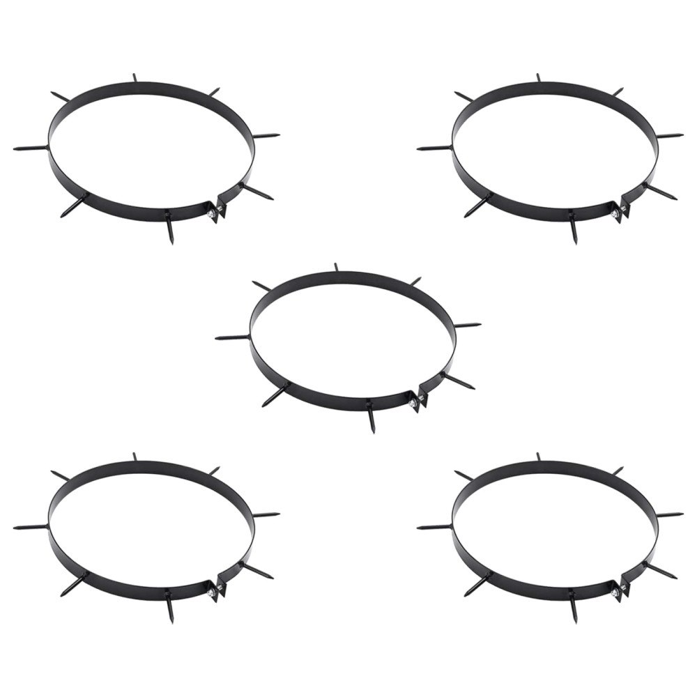 vidaXL Gräspoängare med klämmor och spikar 5 pcs Svart Ø 320 mm Järn
