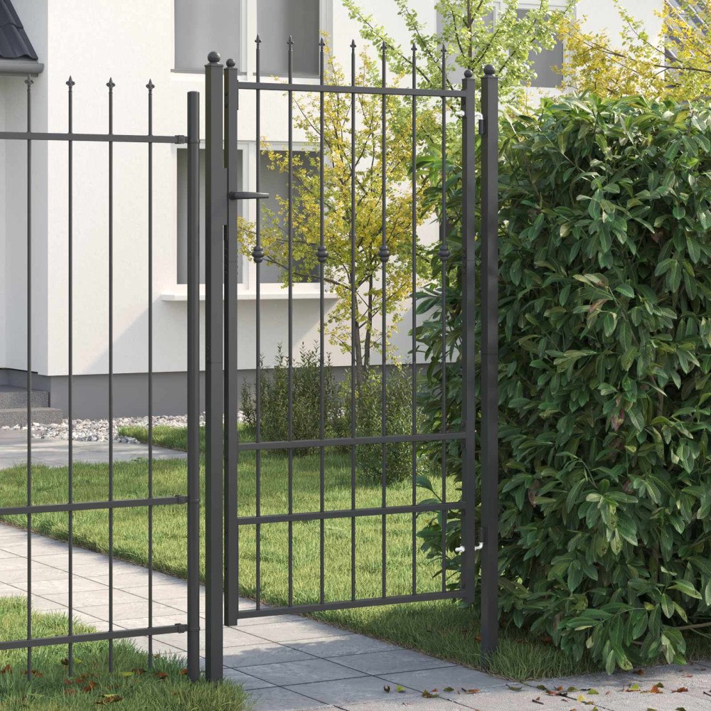 vidaXL Staketgrind med lås Asten Svart 175 x 88 cm Stål