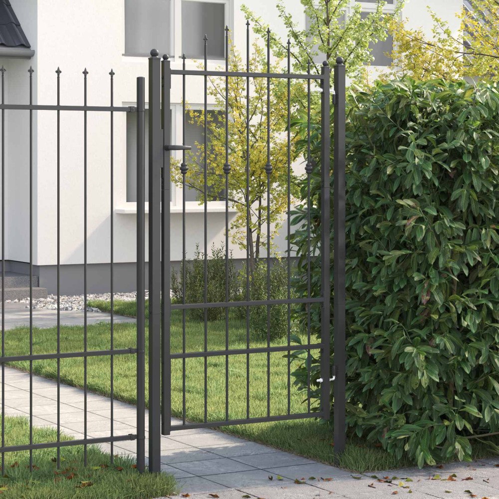 vidaXL Staketgrind med lås Asten Svart 175 x 88 cm Stål
