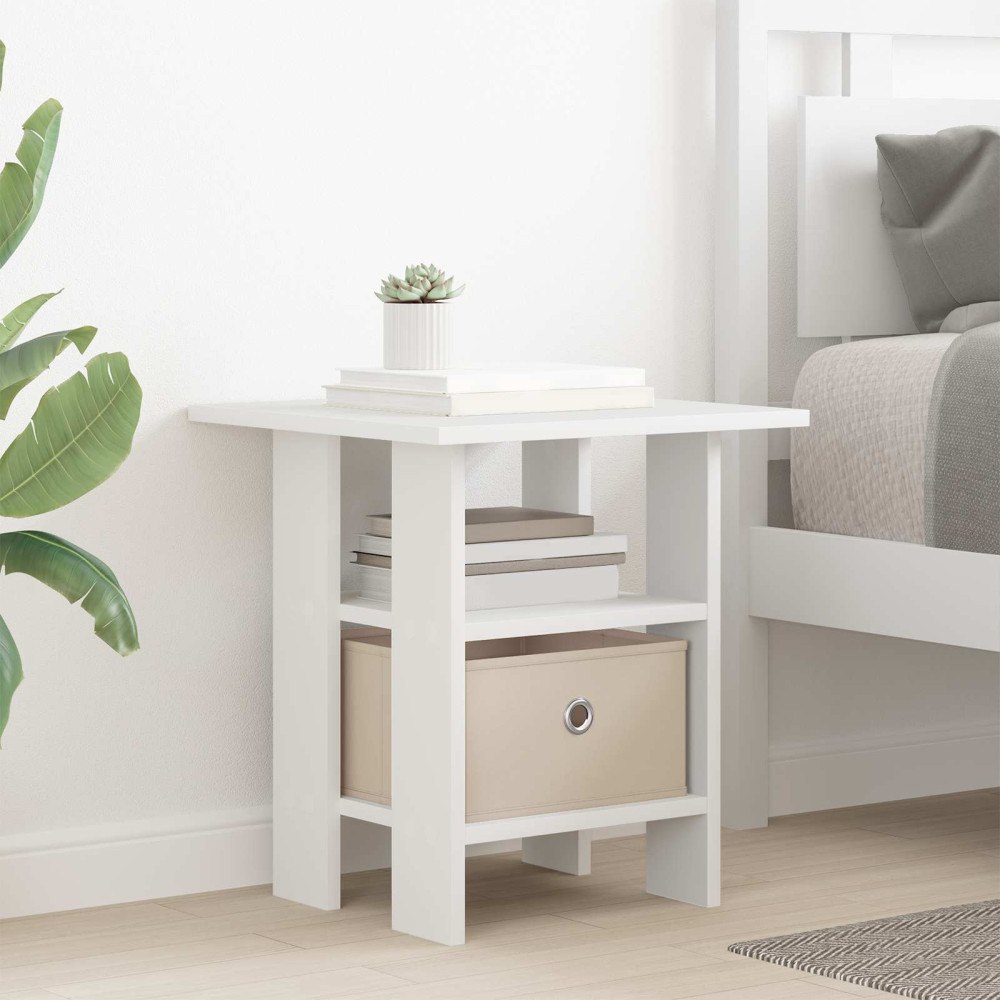 vidaXL Sängbord med låda Vit 41 x 40 x 45 cm Konstruerat trä