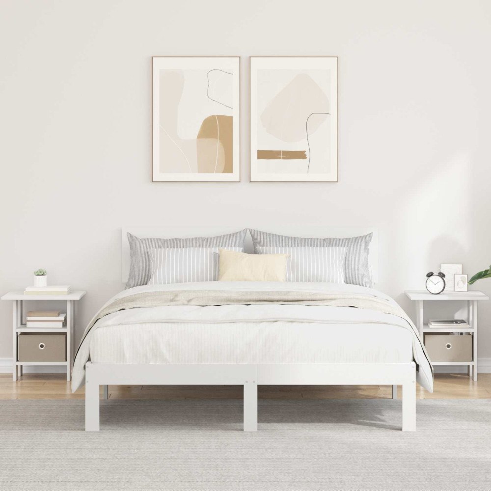 vidaXL Sängbord med låda 2 pcs Vit 41 x 40 x 45 cm Konstruerat trä