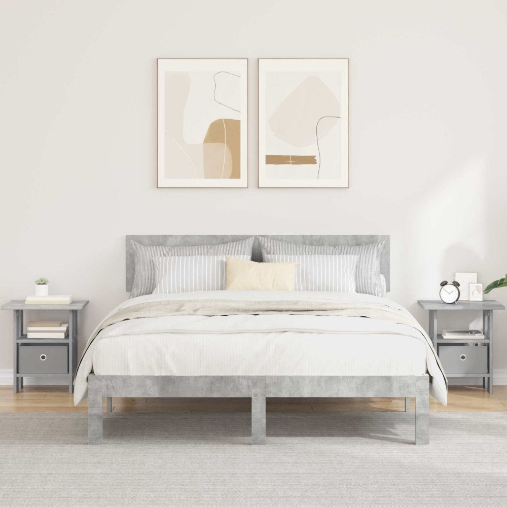 vidaXL Sängbord 2 pcs Betonggrå 41 x 40 x 45 cm Konstruerat trä