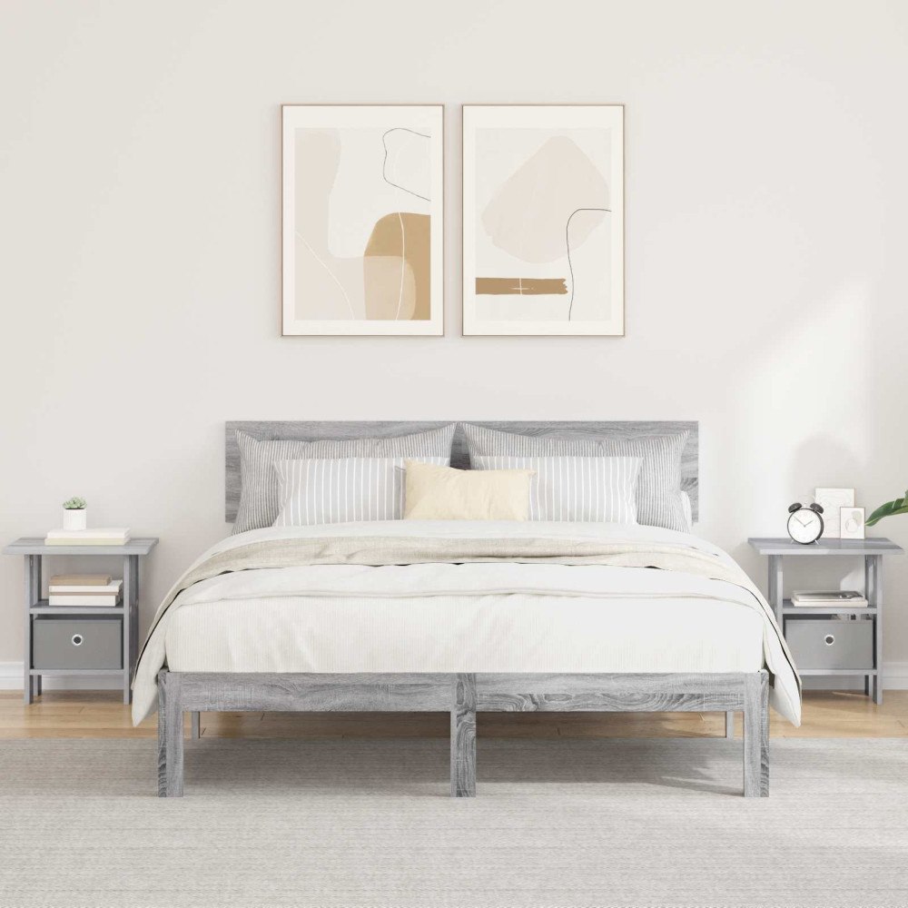 vidaXL Sängbord 2 pcs Grå Sonoma 41 x 40 x 45 cm Konstruerat trä