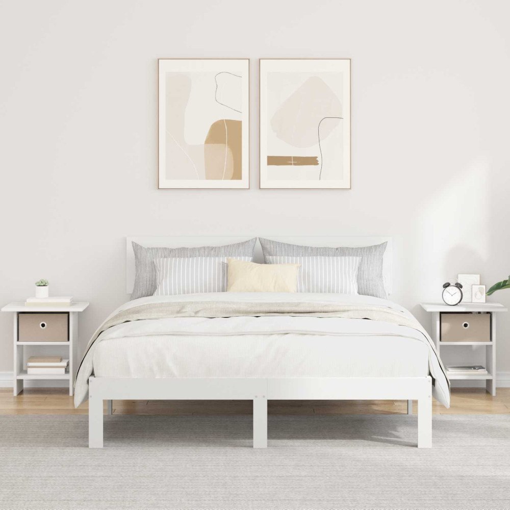 vidaXL Sängbord med låda 2 pcs Vit 41 x 40 x 45 cm Konstruerat trä